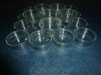 4 glazen creme brulee potjes 3,5 cm hoog en 9 cm doorsnede, Ophalen of Verzenden, Zo goed als nieuw, Glas, Schaal of Schalen