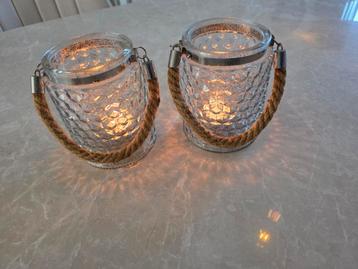 Glazen windlichten 2 stuks  beschikbaar voor biedingen