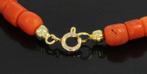 Bloedkoraal tonnetjes antieke armband 14k gouden slot, Sieraden, Tassen en Uiterlijk, Antieke sieraden, Ophalen of Verzenden, Goud
