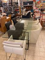 Glazen Eettafel, Huis en Inrichting, Tafels | Eettafels, Nl, 200 cm of meer, Zo goed als nieuw, Vijf personen of meer