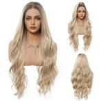 Swiss lace front pruik lang roomblond haar zonder, Verzenden, Nieuw, Pruik of Haarverlenging