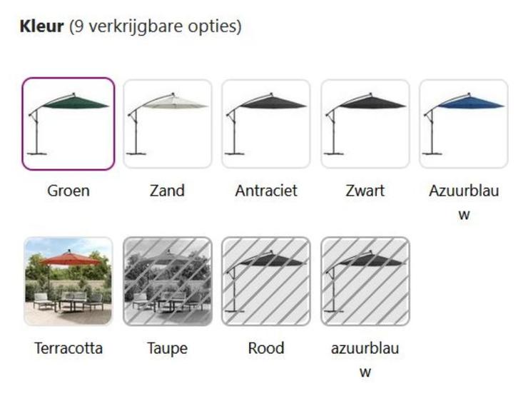Zweefparasol parasol 300 cm LED-verlichting GRATIS VERZENDEN, Tuin en Terras, Parasols, Nieuw, Zweefparasol, 3 tot 4 meter, Verzenden