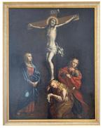XVII - Oude Meester Vlaamse School - De kruisiging, Antiek en Kunst, Kunst | Schilderijen | Klassiek, Ophalen of Verzenden