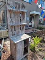 Op pot tafel/kast van steiger hout, Tuin en Terras, Ophalen, Gebruikt