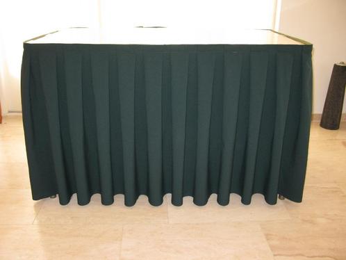 3 donker groen polyester tafelrok brede plooi statafelkleden, Huis en Inrichting, Tafelkleden, Zo goed als nieuw, Rechthoek, Binnen