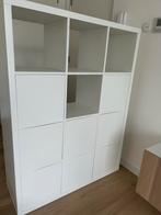 Ikea Kallax kast wit met deuren en lades, Ophalen, Kunststof, 100 tot 150 cm, Zo goed als nieuw