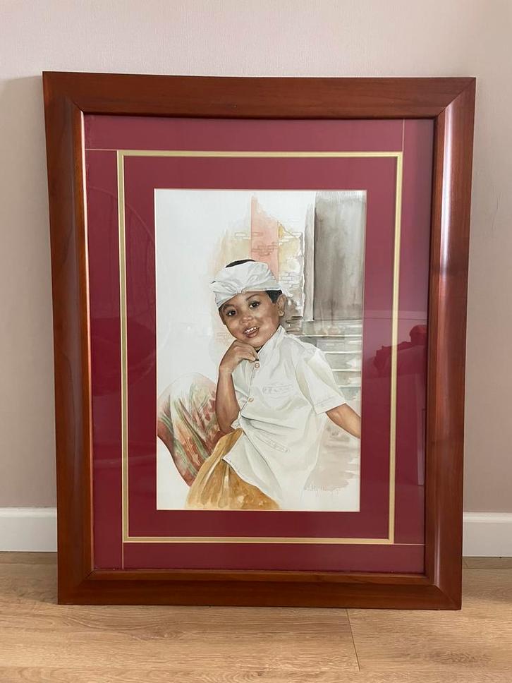 Hetty Ansing NL | Balinees jongetje | gesigneerd | 1996, Antiek en Kunst, Kunst | Schilderijen | Klassiek, Ophalen