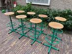 4 Unieke Dykmeyer Industriele/Vintage Barkrukken Verstelbaar, Huis en Inrichting, Barkrukken, Ophalen, Gebruikt, In hoogte verstelbaar