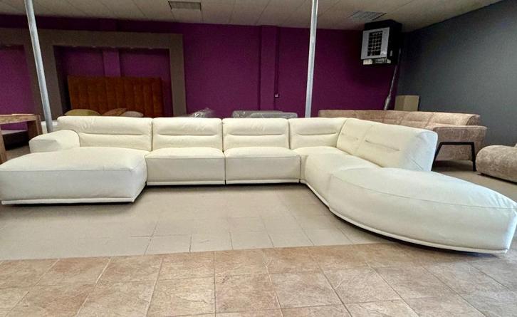 Loungebank Carmel Het Anker wit rundlederen U-bank NIEUW, Huis en Inrichting, Banken | Complete zithoeken, Nieuw, Leer, Ophalen