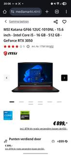 MSI Katana GF66 12UC - Gaming Laptop, Ophalen, Gebruikt, Qwerty, 256 GB of meer