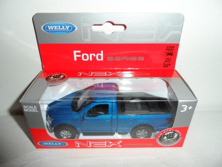 Welly - 2015 Ford F-150 Regular Cab (blauw) 1:36, Hobby en Vrije tijd, Modelauto's | Overige schalen, Nieuw, Auto, Ophalen of Verzenden