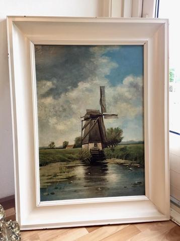 Antieke schilderij (polderlandschap) van W.Hendrikse.   beschikbaar voor biedingen