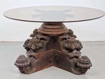Anglo indiase massief hardhout handmade salontafel 1840 glas beschikbaar voor biedingen