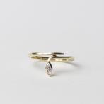 vintage 14 karaat gouden snake ring met diamant, Met kristal, Verzenden, Dame, Goud