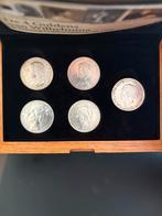 Wilhelmina 4 Guldens & Guldenontwerp 1928, 1 gulden, Setje, Zilver, Ophalen of Verzenden