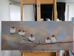 Schilderij mussen acrylverf op doek, Oorspronkelijke maker, Nieuw, Ophalen of Verzenden, Schilderij
