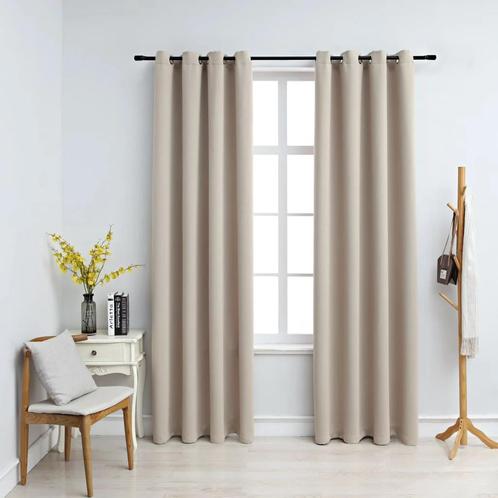 Gordijn verduisterend met metalen ringen 2 st 140x245 cm, Huis en Inrichting, Stoffering | Gordijnen en Lamellen, Nieuw, 200 cm of meer