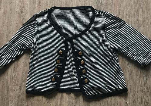 Als nieuw dames vestje zwart wit gestreept 36 38 M met goud, Kleding | Dames, Truien en Vesten, Zo goed als nieuw, Maat 36 (S)