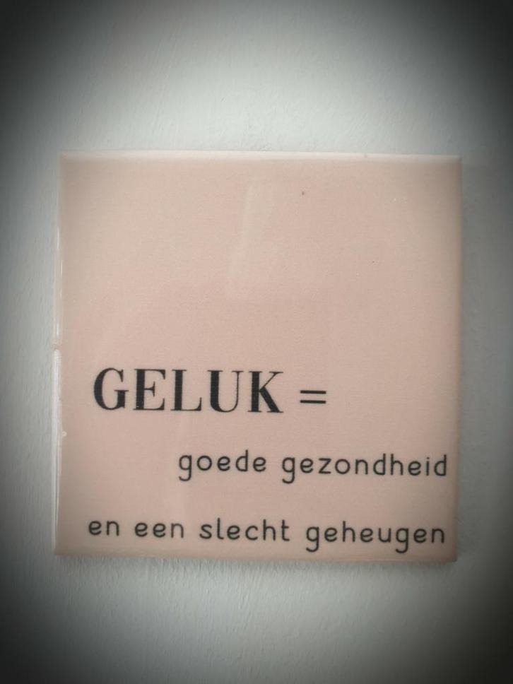 Tekst tegel "Geluk is" teksttegel met spreuk, Huis en Inrichting, Woonaccessoires | Tekstborden en Spreuken, Nieuw, Ophalen of Verzenden