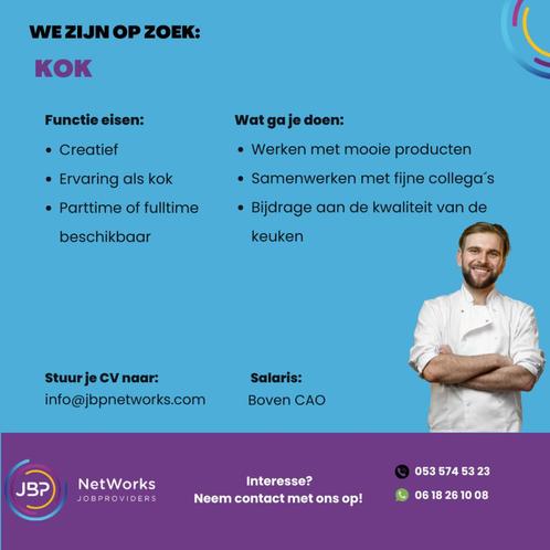 Kok, Vacatures, Vacatures | Horeca en Catering, Starter, Vast contract, Variabele uren