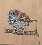 Schilderij Mus op gebruikt hout, Verzenden