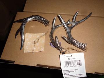 Partij deco eland gewei zilver +/- 12-15cm  beschikbaar voor biedingen