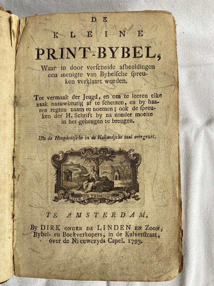 WD-023 Kleine Print-bijbel 1793, incl 150 platen/goede staat, Antiek en Kunst, Antiek | Boeken en Bijbels, Ophalen of Verzenden