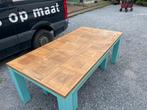 Rustiek eikenhouten eettafel +salontafel, Ophalen, Eikenhout, 200 cm of meer, Zo goed als nieuw