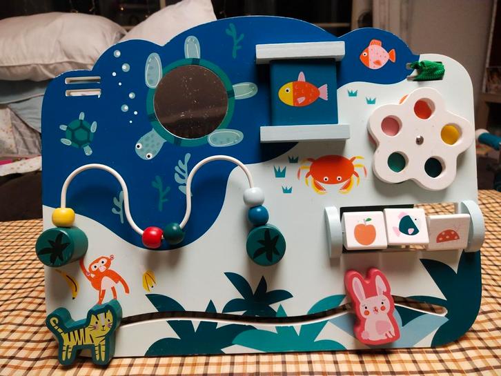 Houten Baby Speelbord, Kinderen en Baby's, Speelgoed | Babyspeelgoed, Zo goed als nieuw, Overige typen, Ophalen of Verzenden