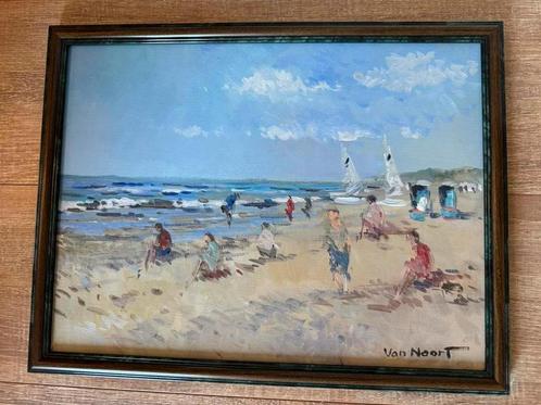 Strandtafereel Van Noort, Antiek en Kunst, Kunst | Schilderijen | Modern, Verzenden