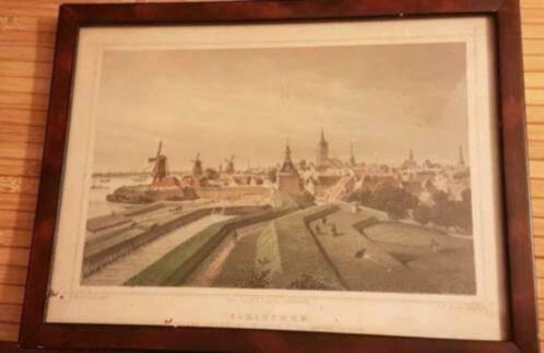 Originele staalgravure Gorinchem in kleur, Antiek en Kunst, Kunst | Etsen en Gravures, Ophalen