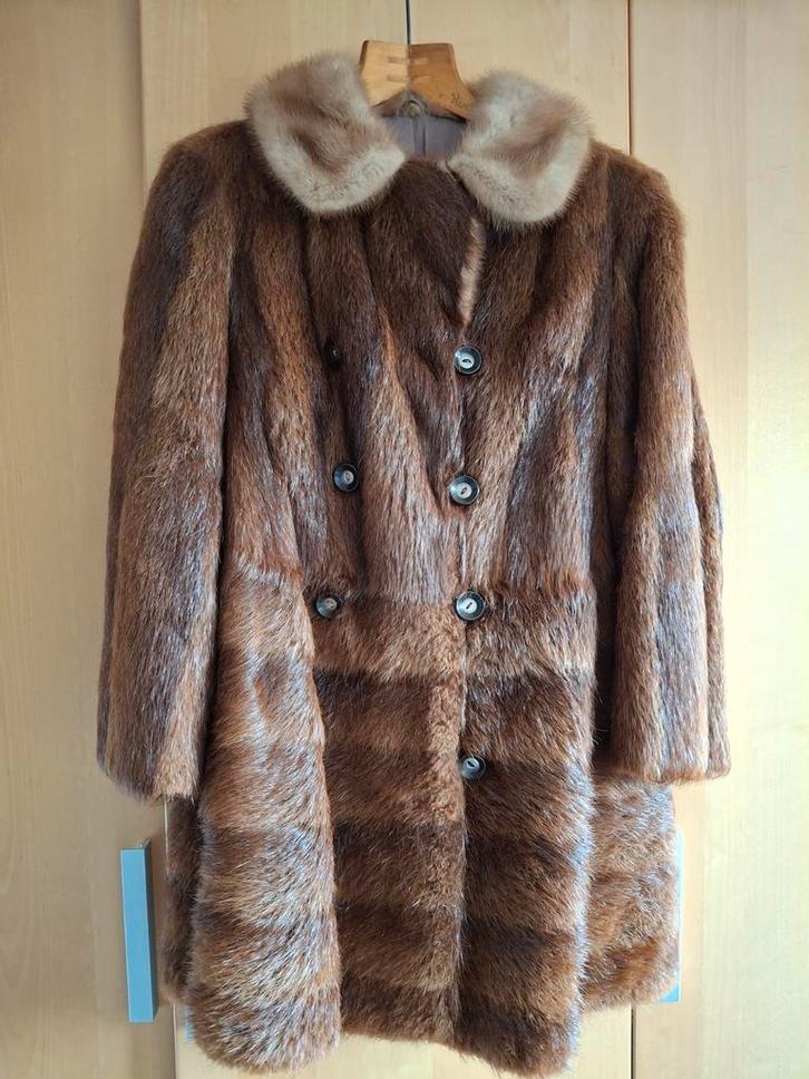 Echte bontjas, bison met nerts kraag, Kleding | Dames, Jassen | Winter, Zo goed als nieuw, Bruin, Ophalen