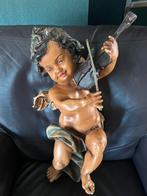 Prachtige Antieke Polychrome Putti, Ophalen of Verzenden