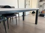 Eettafel met houtlook blad, Ophalen, Gebruikt, 100 tot 150 cm, Vijf personen of meer
