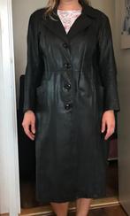 Lange zwarte leren mantel jas trenchcoat maat 40, Ophalen of Verzenden, Nieuw, Maat 38/40 (M), Zwart
