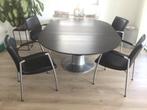 Leolux design eetkamerstoelen  RVS Frame Zwart Leer 4 stuks, Huis en Inrichting, Stoelen, Ophalen, Modern design, Zwart, Zo goed als nieuw
