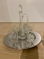 Dienblad met karaf en glaasjes te koop, Antiek en Kunst, Antiek | Glas en Kristal, Ophalen