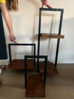 Set van drie wandplanken staal/hout, Huis en Inrichting, Woonaccessoires | Wandplanken en Boekenplanken, Ophalen, Zo goed als nieuw