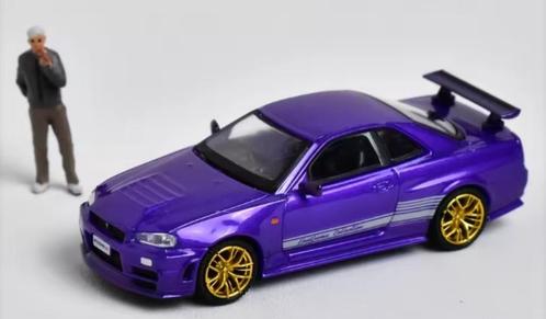 Nissan GTR34 paars, Hobby en Vrije tijd, Modelauto's | 1:87, Zo goed als nieuw, Auto, Overige merken, Ophalen of Verzenden