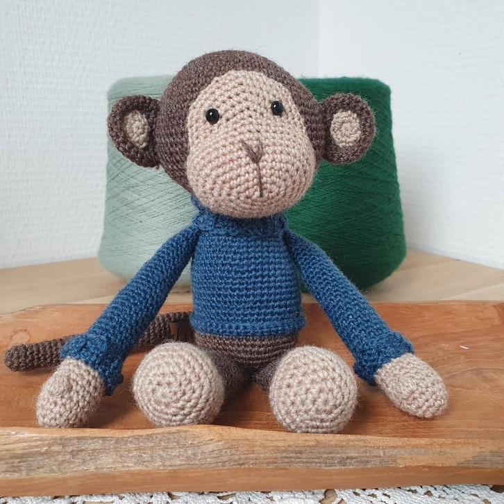 Handgemaakte gehaakte Aap, Kinderen en Baby's, Kraamcadeaus en Geboorteborden, Nieuw, Ophalen of Verzenden