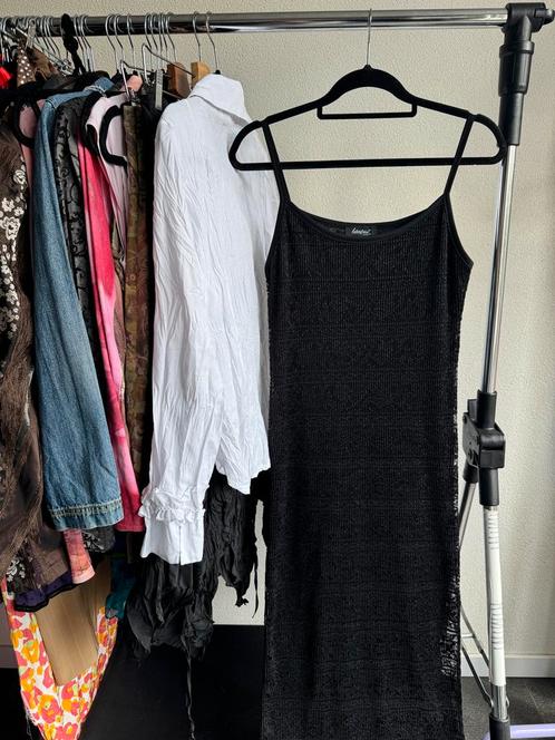 Vintage Y2K zwarte crochet gehaakte maxi zomer jurk, Kleding | Dames, Jurken, Zo goed als nieuw, Maat 38/40 (M), Zwart, Onder de knie