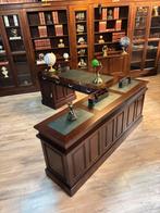Engels hoek bureau groen leer inleg mahoniehout, Ophalen, Casa Padrino, Info@chesterfieldjunkie.nl, Gosem engelsstraat 7