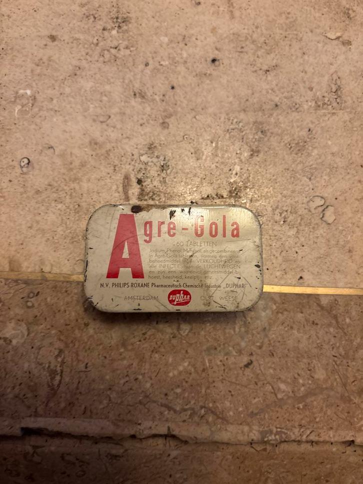 Oude Agré-Gola Tabletten Blikje, Verzamelen, Overige Verzamelen, Gebruikt, Ophalen of Verzenden