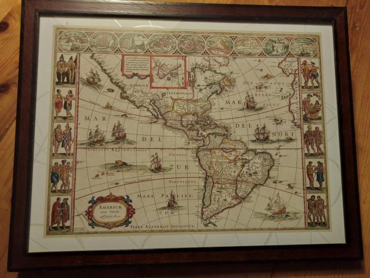Reproductie van oude Kaart van Amerika, 1621, Antiek en Kunst, Kunst | Tekeningen en Foto's, Ophalen of Verzenden