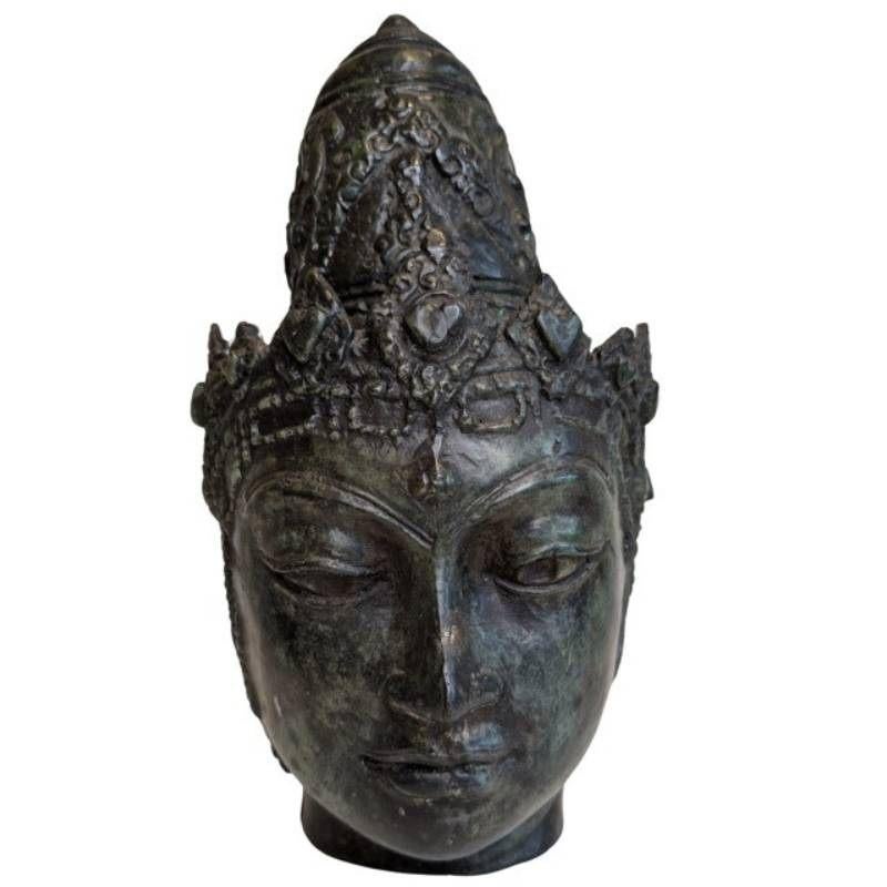 Oud bronzen Bodhisattva hoofd, Ophalen of Verzenden, Gebruikt