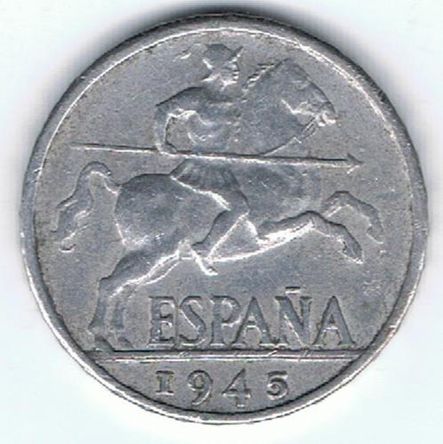 22-1565 Spanje 10 centimo 1945, Postzegels en Munten, Munten | Europa | Niet-Euromunten, Losse munt, Overige landen, Verzenden
