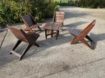 Degelijke houten tuinset, Tuin en Terras, Ophalen, 4 zitplaatsen, Gebruikt, Tuinset