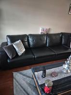 LEREN HOEKBANK zwart maat lengte 357 cm en  255 cm, Ophalen, Gebruikt, Vierpersoons of meer, Hoekbank