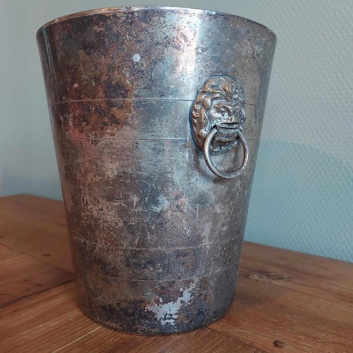 Vintage Verzilverde Wijnkoeler / Champagnekoeler Oud, Antiek en Kunst, Antiek | Koper en Brons, Ophalen of Verzenden