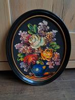 Vintage geschilderd bloemenstilleven ovale lijst 27-22 cm, Antiek en Kunst, Kunst | Schilderijen | Klassiek, Ophalen of Verzenden